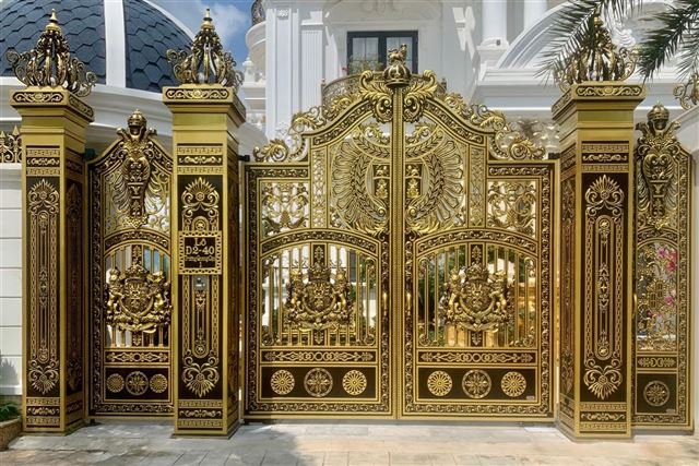 Cổng tự động âm sàn - Cánh nhôm đúc nguyên khối